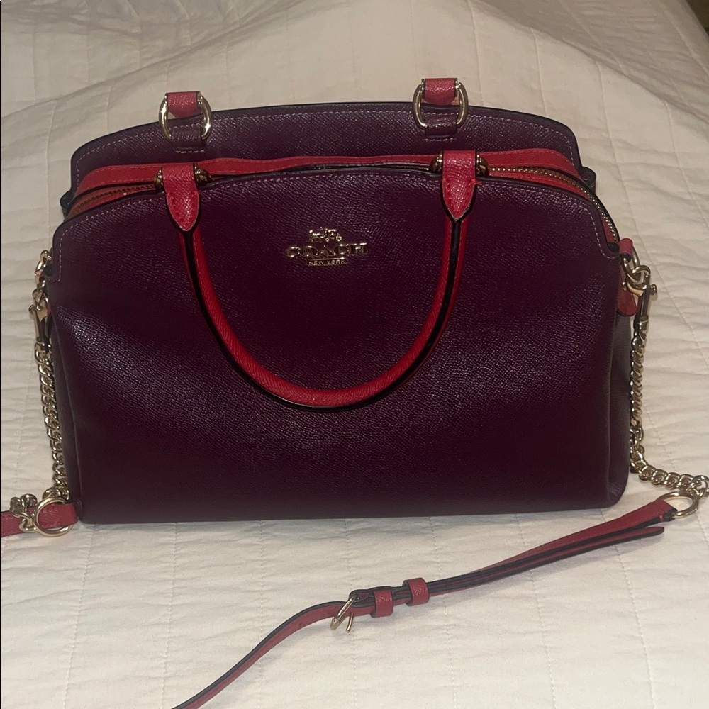 Coach Deep Purple Leather Satchel - Picture 2 of 3